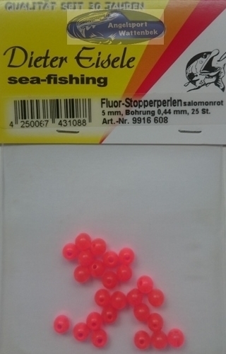 Eisele Fluor-Stopperperlen salmon-red 5,0mm