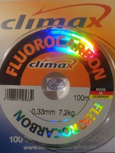Climax 100% Fluorocarbon Schnur 100 Meter Rolle Stärke 0,33 mm - 7,2kg