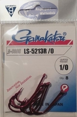 Gamakatsu Öhr Haken LS-5213R/0 -Farbe-Rot-Gr.1/0