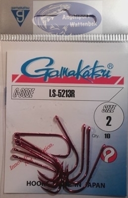 Gamakatsu Öhr Haken LS-5213R-Farbe-Rot-Gr.2