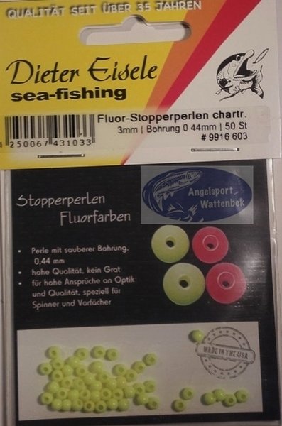 Eisele Fluor-Stopperperlen chartreuse 3,0mm